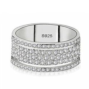💎A108💎 STUNNING STERLING SILVER RING WITH INLAID DIAMONDS